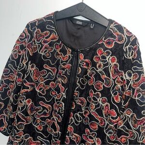 Dennis Basso Black and Multicolor Embellished Jacket